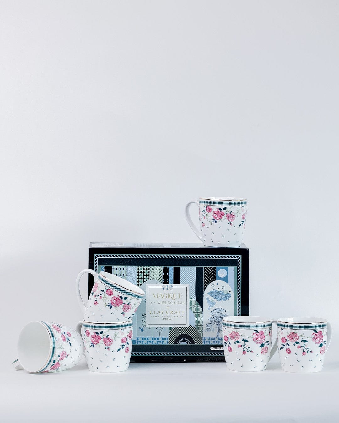 Tea cups & coffee mugs Magique by The Wishing Chair: Portrait of a Rose Chai Mugs - Set of 6