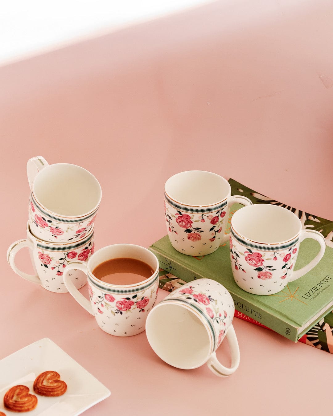 Tea cups & coffee mugs Magique by The Wishing Chair: Portrait of a Rose Chai Mugs - Set of 6