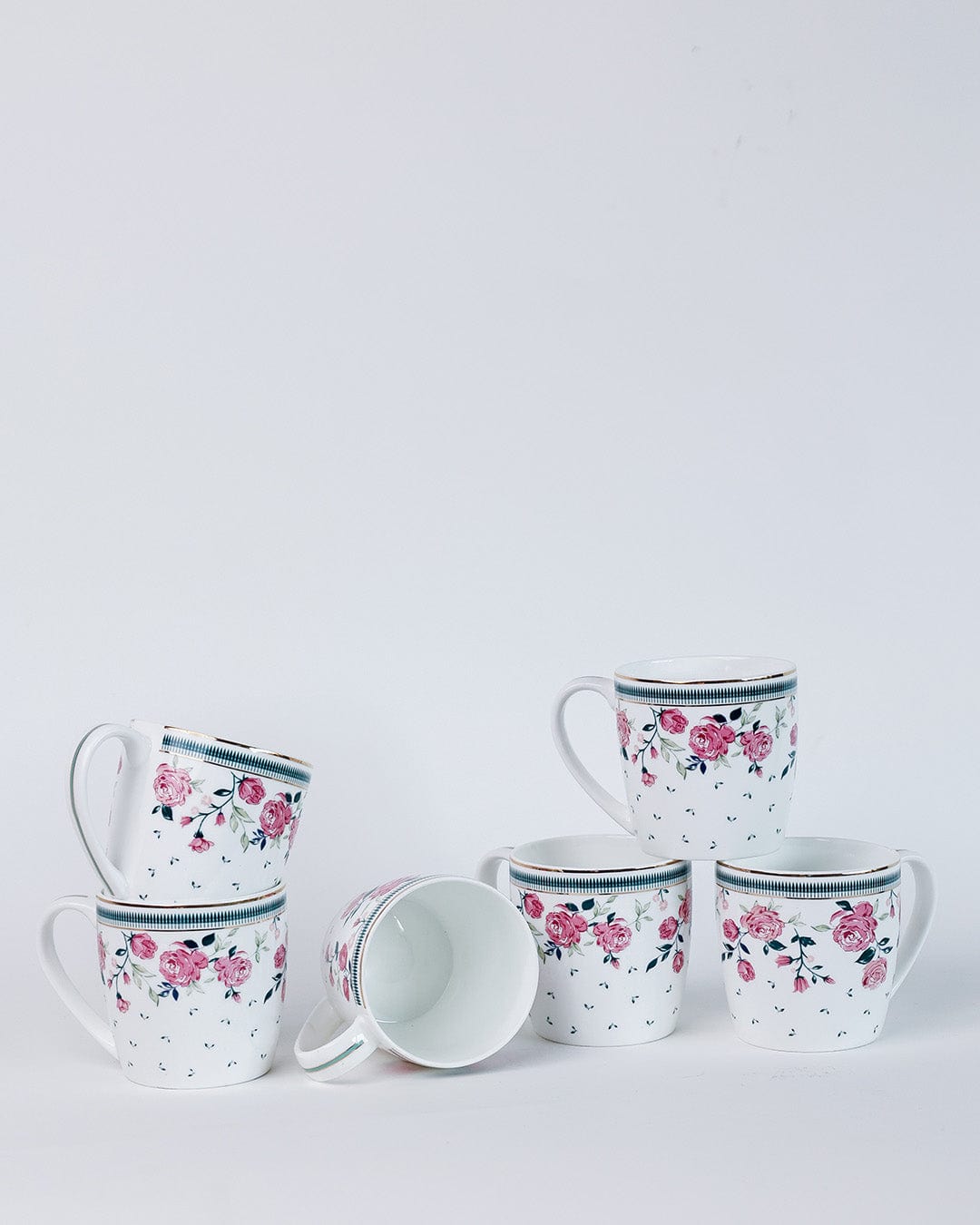 Tea cups & coffee mugs Magique by The Wishing Chair: Portrait of a Rose Chai Mugs - Set of 6