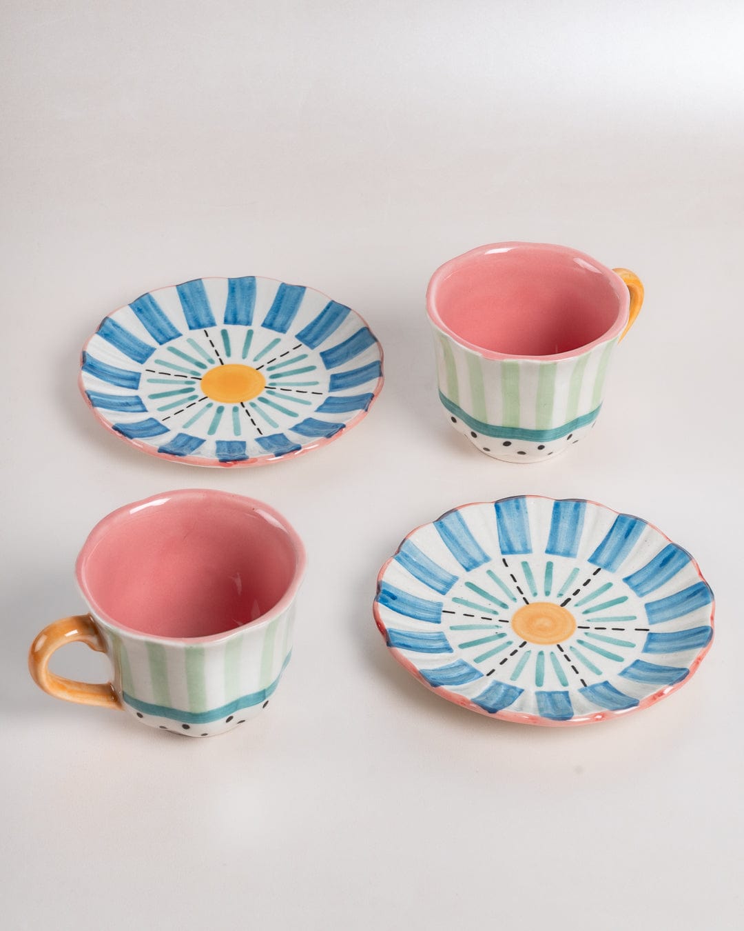 Tea cups & coffee mugs Masquerade Ceramic Teacups and Saucers - Set of 2