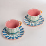Tea cups & coffee mugs Masquerade Ceramic Teacups and Saucers - Set of 2 | The Wishing Chair