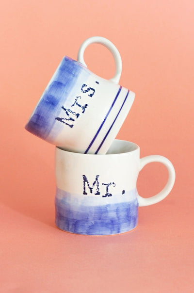 Tea cups & coffee mugs Mr. & Mrs. Handpainted Ceramic Mugs - Set of 2