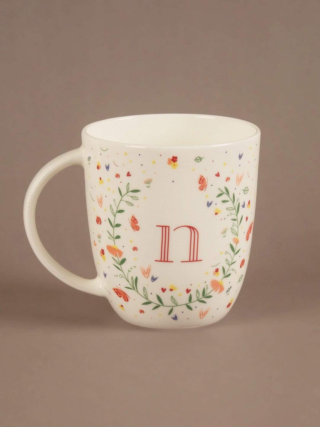 Tea cups & coffee mugs N Butterfly Monogram Mug- A To Z