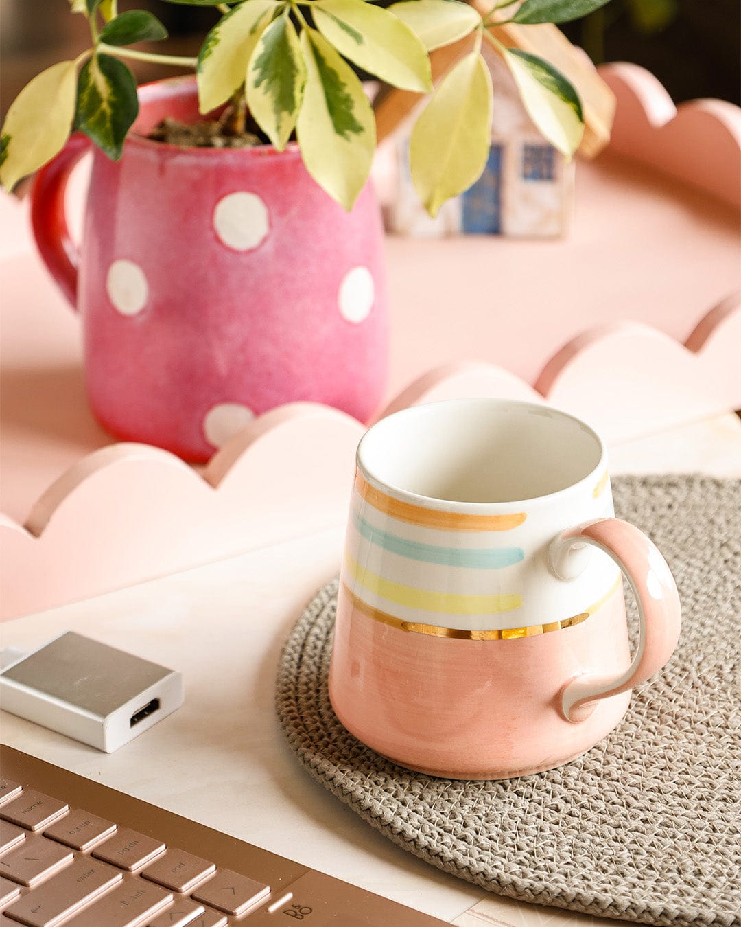Tea cups & coffee mugs Pink - Peach Parfait Handpainted Ceramic Mug