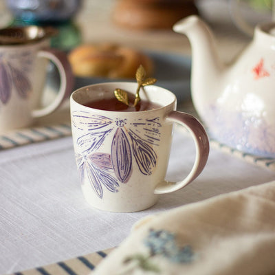 Tea cups & coffee mugs Purplicious Handpainted Ceramic Mugs - Set of 2