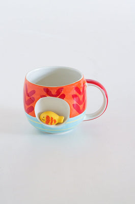 Tea cups & coffee mugs Red Coral Handpainted Ceramic Mug