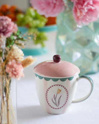 Tea cups & coffee mugs Skylark Handpainted Ceramic Coffee Mug With Lid 385 ml
