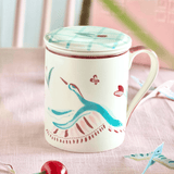 Tea cups & coffee mugs Skylark Handpainted Ceramic Infuser Mug with Lid 410 ml | The Wishing Chair