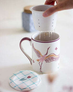 Tea cups & coffee mugs Skylark Handpainted Ceramic Infuser Mug with Lid 410 ml