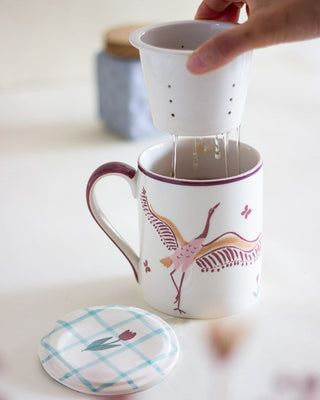 Tea cups & coffee mugs Skylark Handpainted Ceramic Infuser Mug with Lid 410 ml