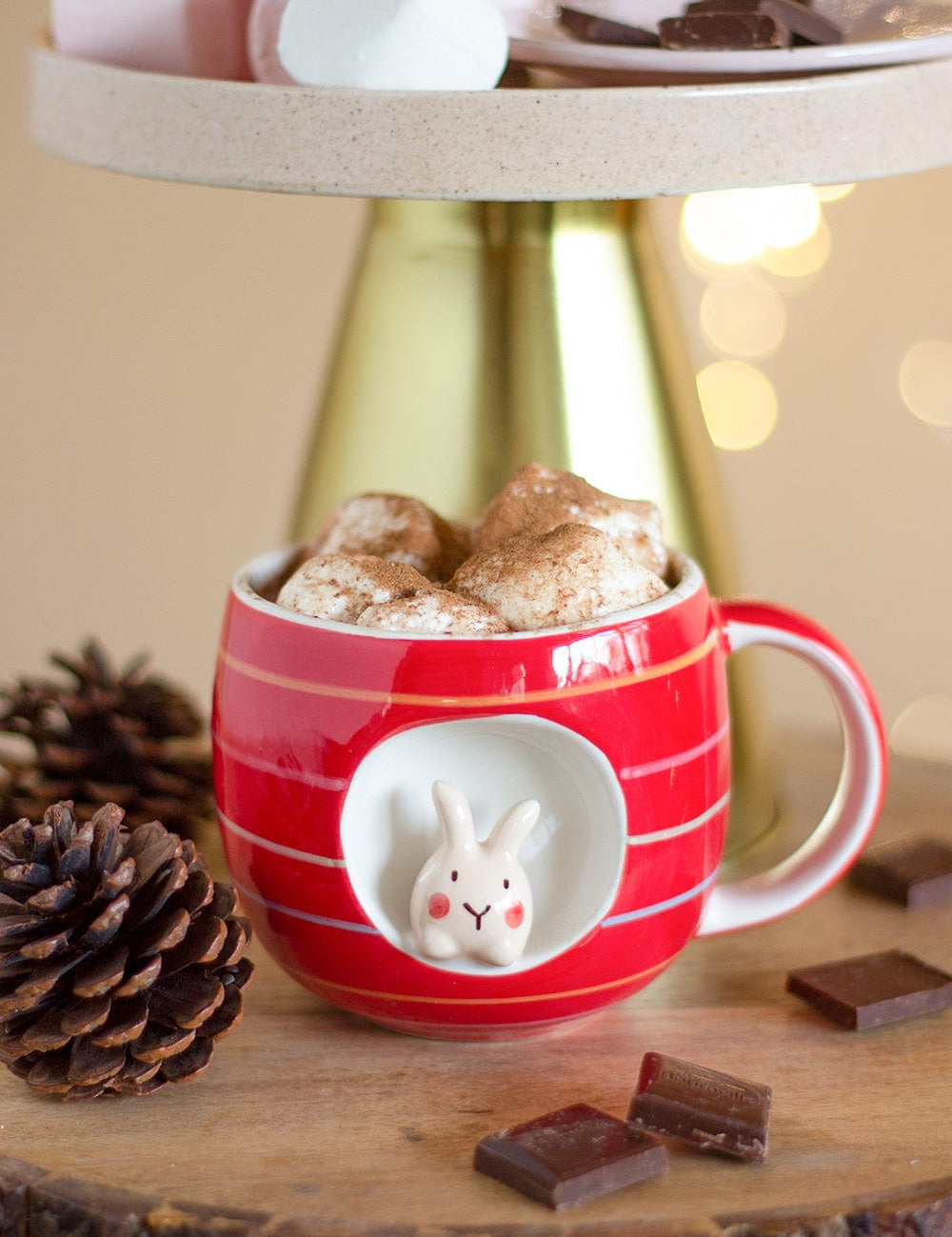 Tea cups & coffee mugs Striped Bunny Handpainted Ceramic Mug