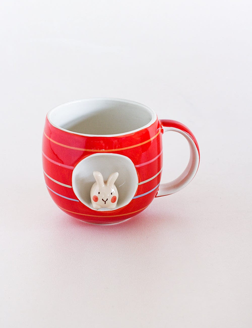 Tea cups & coffee mugs Striped Bunny Handpainted Ceramic Mug