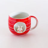 Tea cups & coffee mugs Striped Bunny Handpainted Ceramic Mug