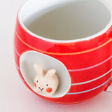 Tea cups & coffee mugs Striped Bunny Handpainted Ceramic Mug