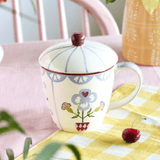 Tea cups & coffee mugs Sundrop Handpainted Ceramic Coffee Mug With Lid 385 ml