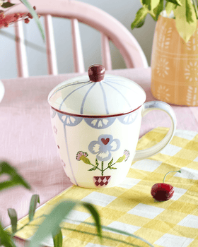 Tea cups & coffee mugs Sundrop Handpainted Ceramic Coffee Mug With Lid 385 ml