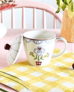 Tea cups & coffee mugs Sundrop Handpainted Ceramic Coffee Mug With Lid 385 ml