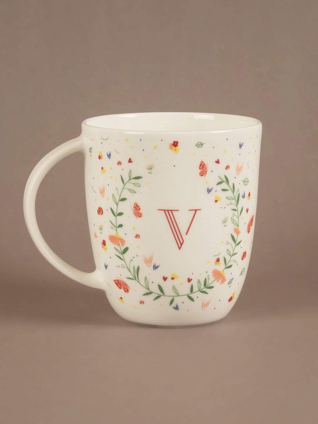 Tea cups & coffee mugs V Butterfly Monogram Mug- A To Z