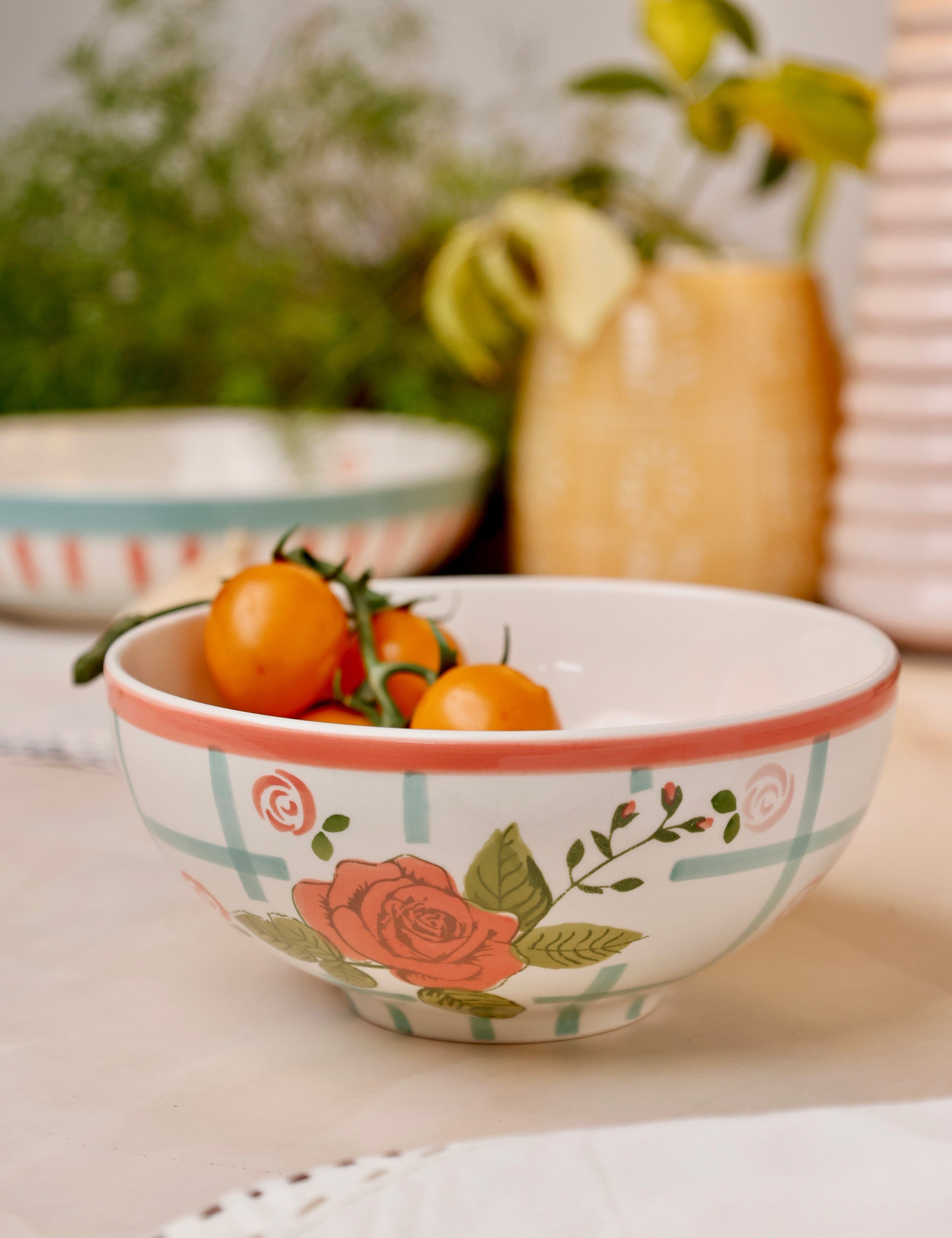 Tea Garden Handpainted Ceramic Bowl 15 cms