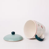 Tea Garden Handpainted Ceramic Coffee Mug with Lid 385ml