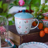 Tea Garden Handpainted Ceramic Coffee Mug with Lid 385ml
