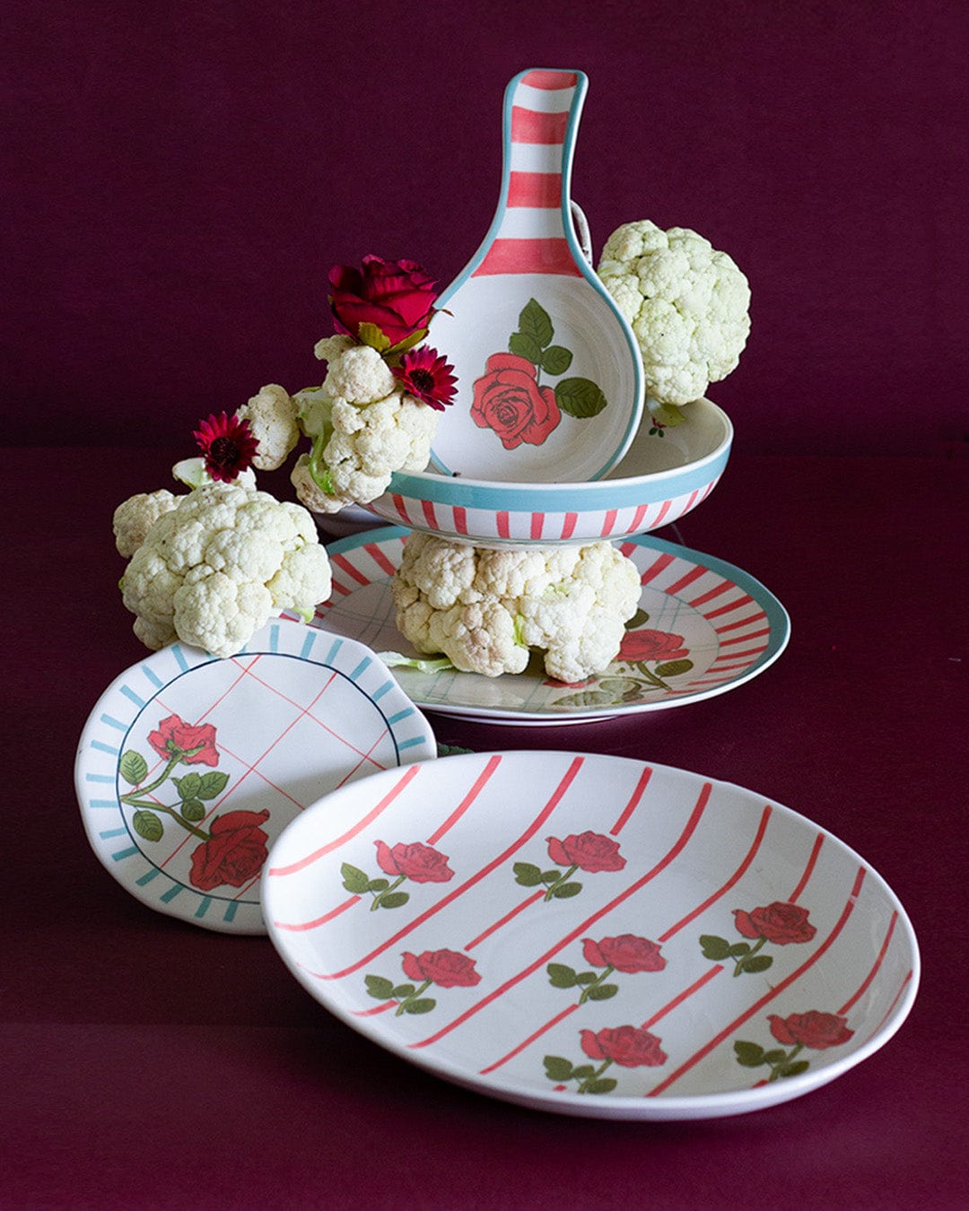 Tea Garden Handpainted Ceramic Oval Platter 30 cms