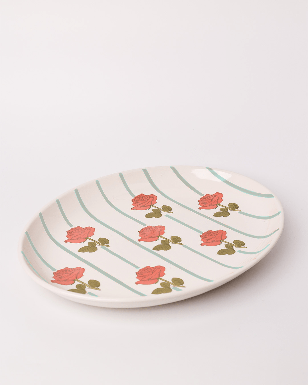 Tea Garden Handpainted Ceramic Oval Platter 30 cms