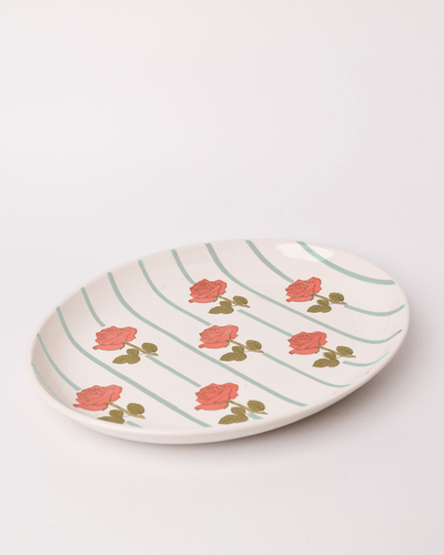 Tea Garden Handpainted Ceramic Oval Platter 30 cms