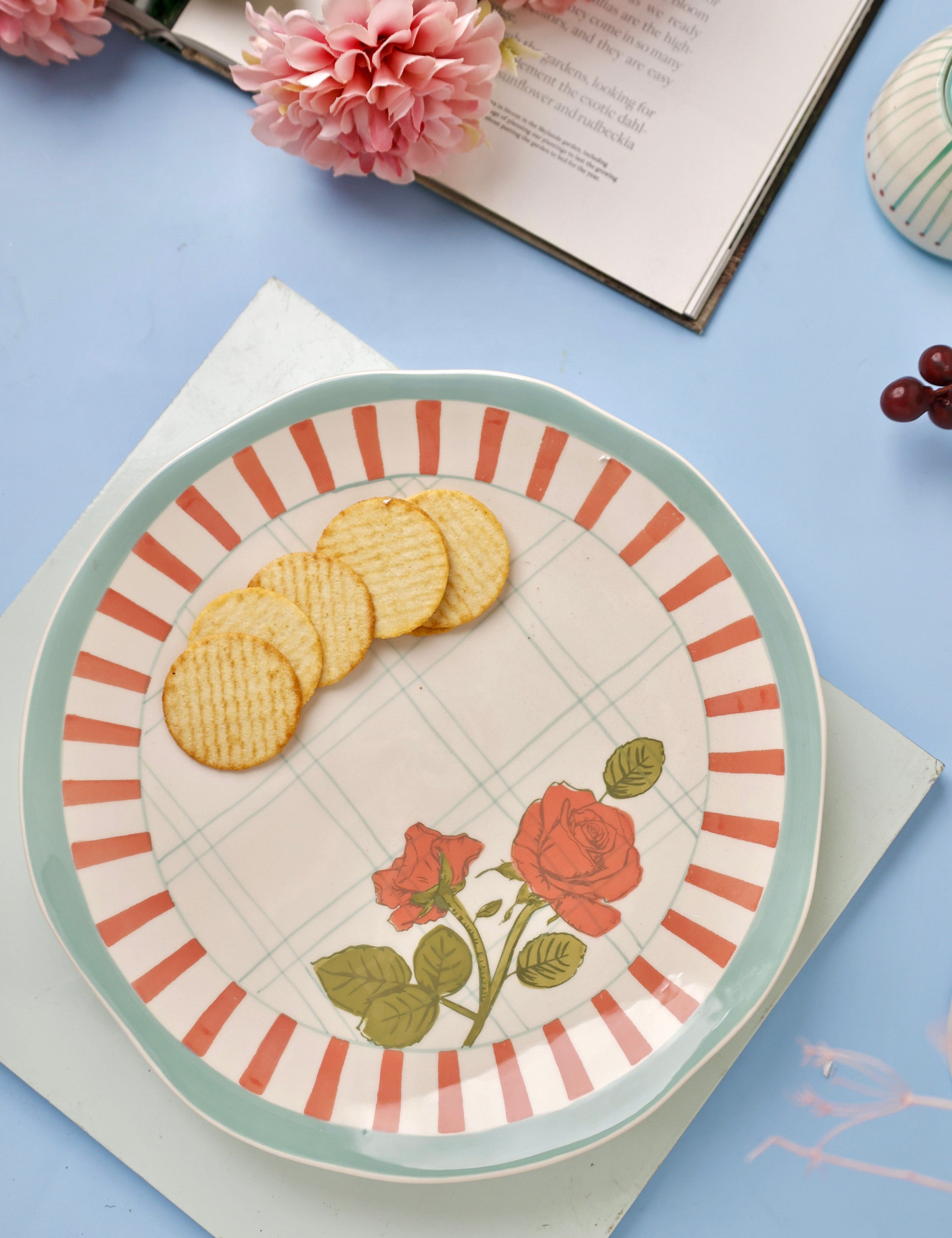 Tea Garden Handpainted Ceramic Round Platter 27 cms