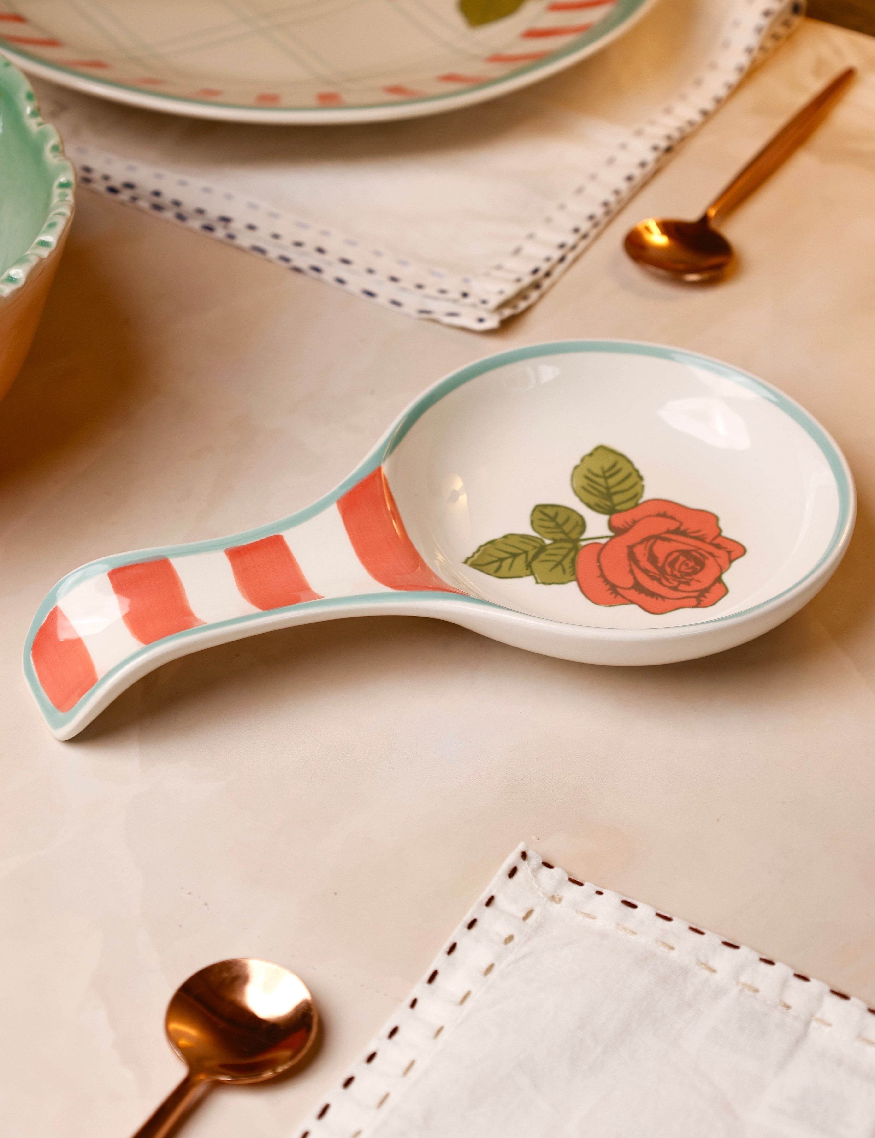 Tea Garden Handpainted Ceramic Spoon Rest