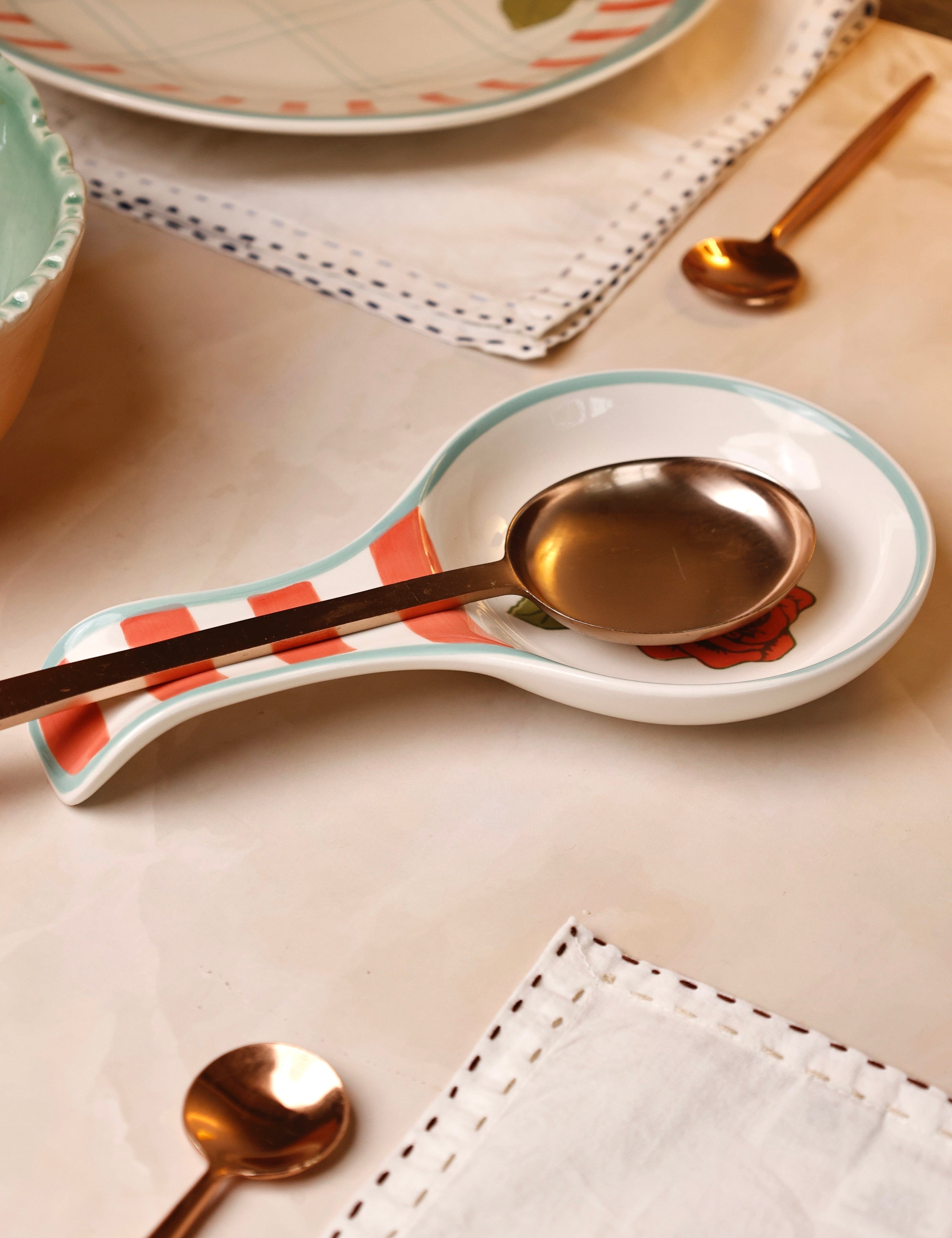 Tea Garden Handpainted Ceramic Spoon Rest