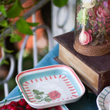 Tea Garden Handpainted Ceramic Square Snack Plate 15.5 cm