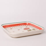 Tea Garden Handpainted Square Platter 20.5 cms