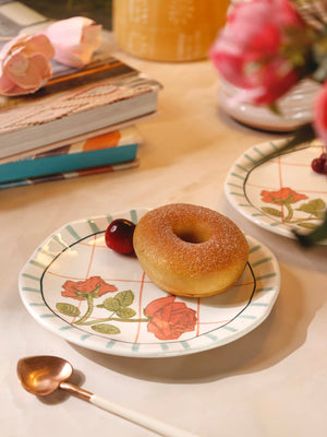 Tea Garden Round Snack Plates - Set of 4