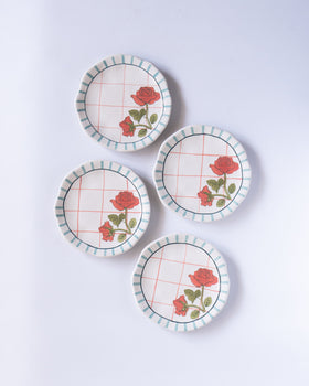 Tea Garden Round Snack Plates - Set of 4