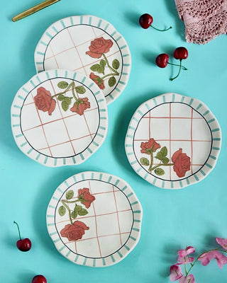 Tea Garden Round Snack Plates - Set of 4