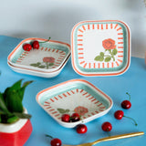 Tea Garden Square Snack Plates - Set of 4