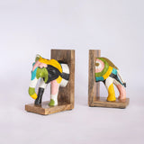  Technicolour Tusker Wooden & Handpainted Paper mache Bookends - Technicolour Tusker Wooden & Handpainted Paper mache Bookends - The Wishing Chair 