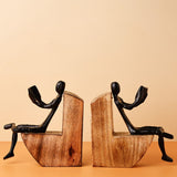 The Reader reclaimed-wood bookends, set of 2, for book lovers | The Wishing Chair