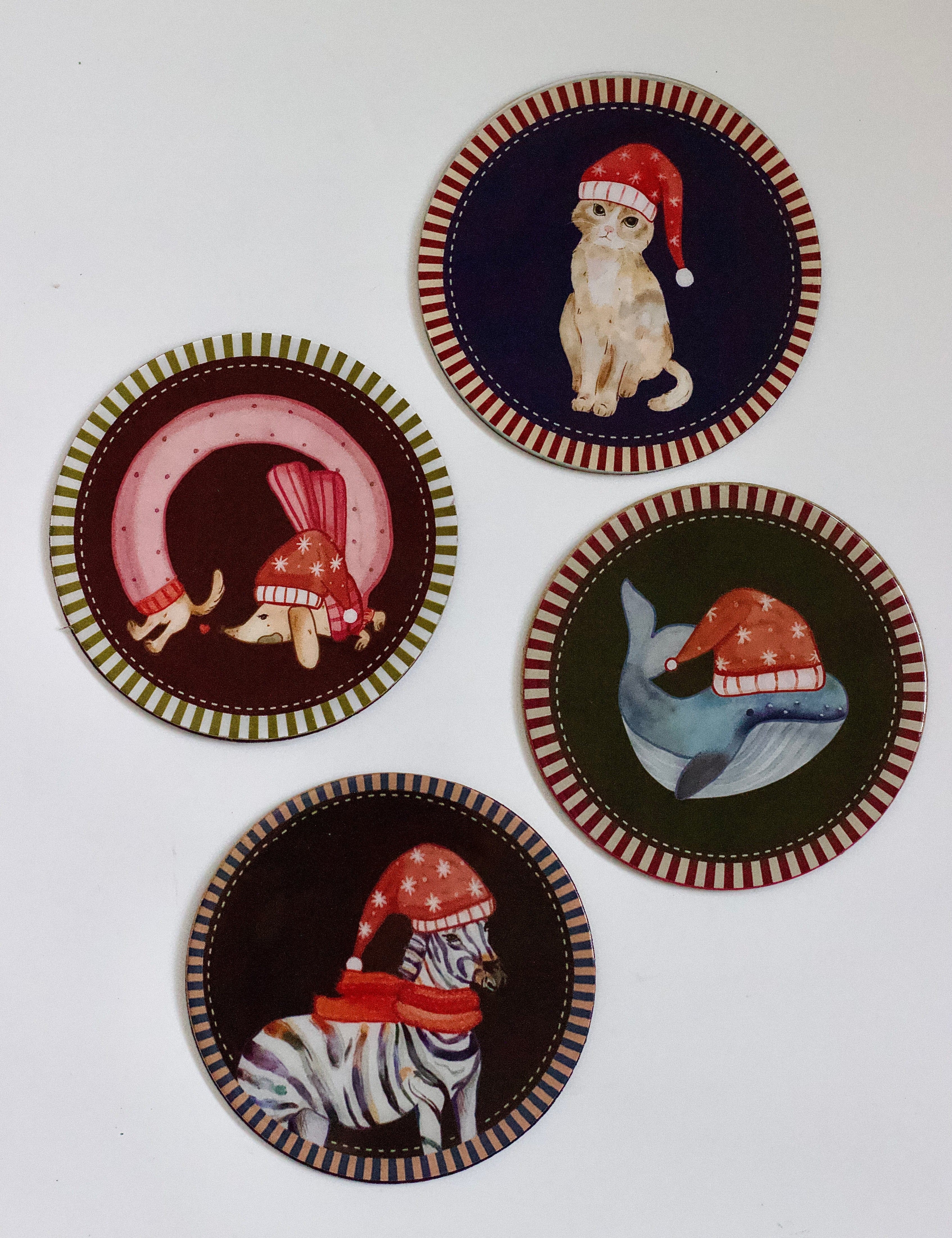 The Xmas Cozy Creatures Coaster Set of 4