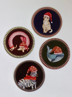The Xmas Cozy Creatures Coaster Set of 4