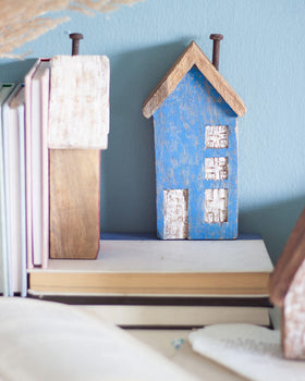   Tiny Homes Wooden Paperweight - Blue - Tiny Homes Wooden Paperweight - Blue - The Wishing Chair  - Tiny Homes Wooden Paperweight - Blue - The Wishing Chair 