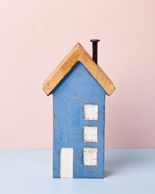 Tiny Homes Wooden Paperweight - Blue