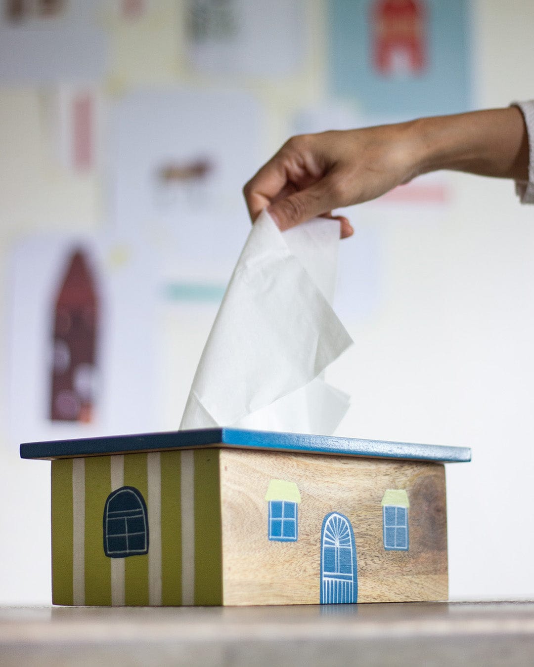 Townhouse house-shaped handpainted wooden tissue box | The Wishing Chair