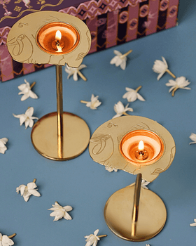 Tusk Tealight Holders with Stand Gift Box - Set of 2