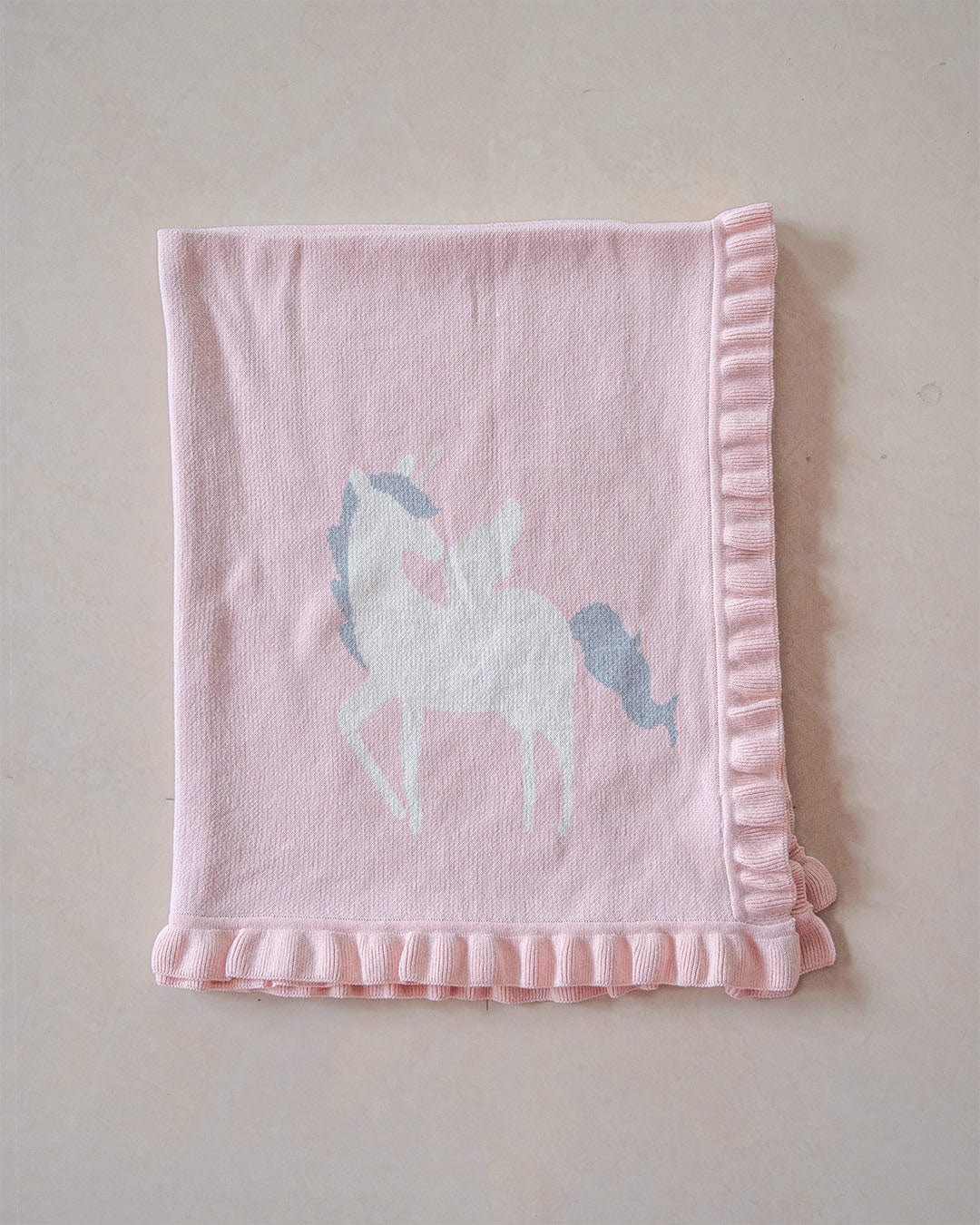  Unicorn Knitted Cotton Blanket - Unicorn Knitted Cotton Blanket - The Wishing Chair 
