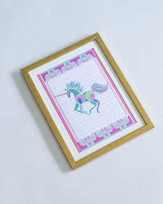  Unicorn with Wooden Framing - Unicorn with Wooden Framing - The Wishing Chair 