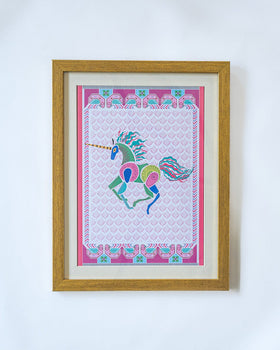  Unicorn with Wooden Framing - Unicorn with Wooden Framing - The Wishing Chair 