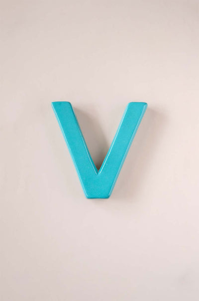 V Mottled Mono Wall Hanging Teal A to Z