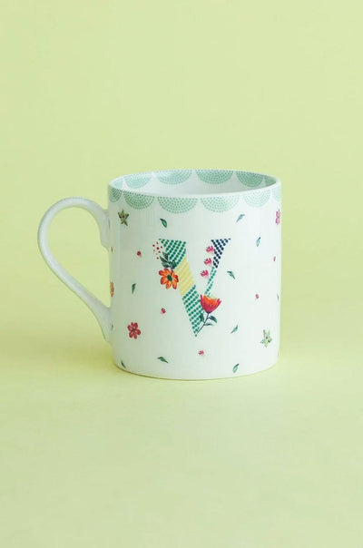 V Polka Dots Monogram Mug - A To Z